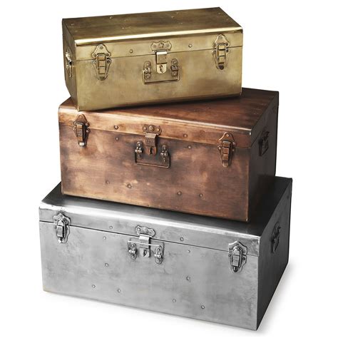 sizes on metallic consignment trunk boxes|Amazon.com: Metal Trunks For Storage.